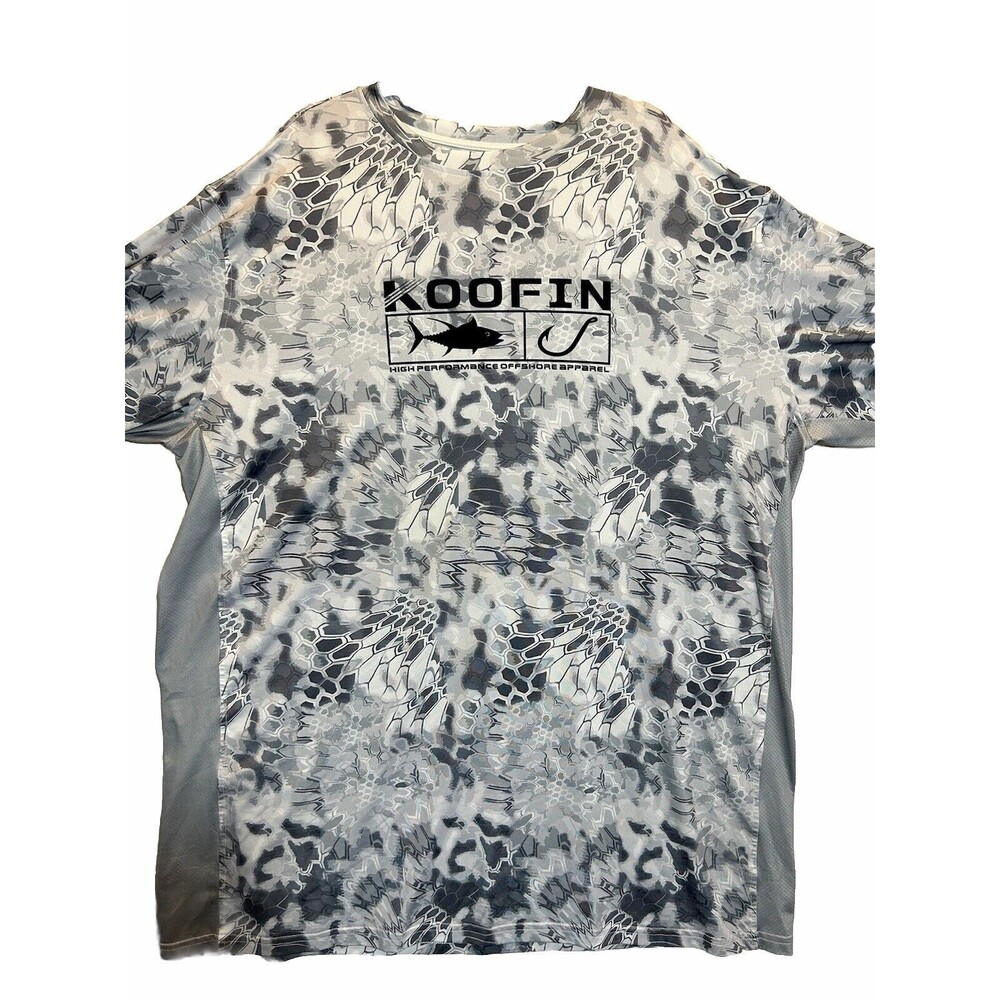 Koofin Gear High Performance Long Sleeve Fishing Apparel 3XL Gray Print